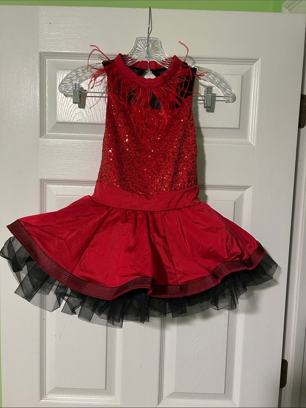 Weissman Red Sequin & Tulle Dance Costume